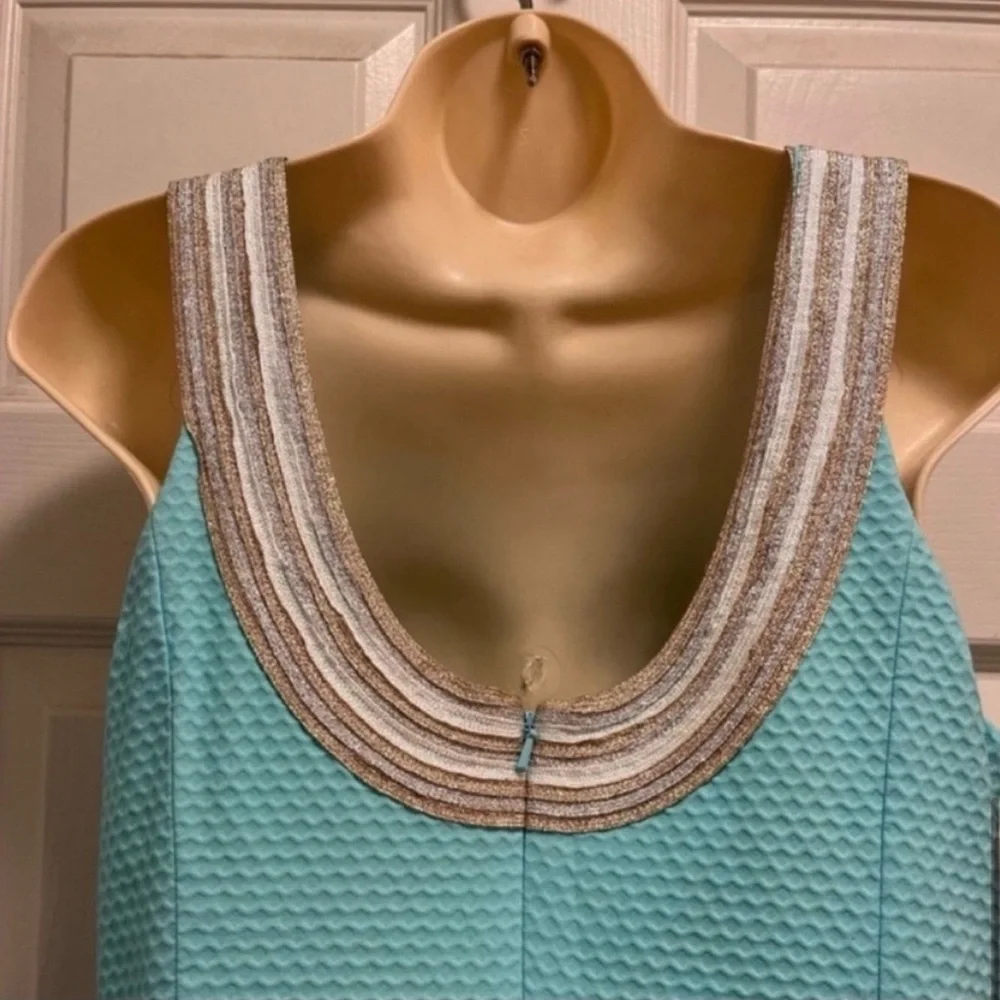 Lilly Pulitzer Valli Shift Dress Serene Blue Metallic Soutache - Size 4 - EUC - Picture 9 of 13